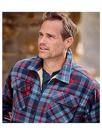 Surveste Polaire Zippée à Carreaux Doublée Sherpa - ATLAS FOR MEN