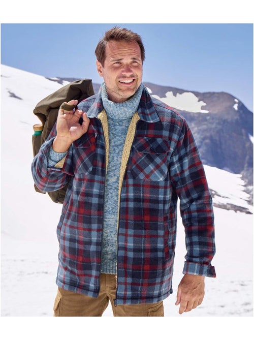 Surveste Polaire Zippée à Carreaux Doublée Sherpa   - ATLAS FOR MEN - Kiabi