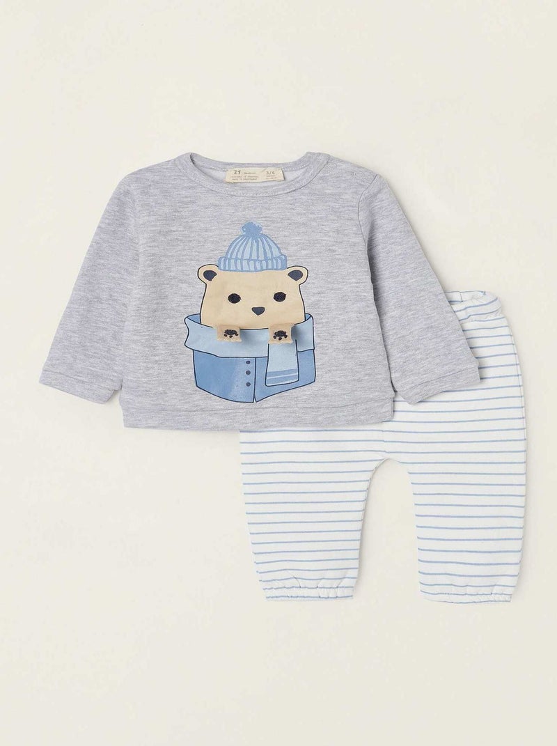 Survêtement en Coton Nouveau-Né 'Bear'   TREASURE MOUNTAIN Bleu clair - Kiabi