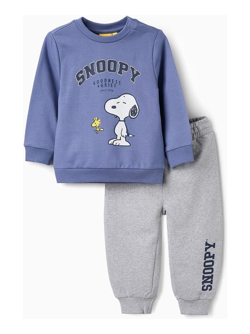 Survêtement imprimé snoopy, avec boutons-pression OLYMPIA Gris Bleu - Kiabi