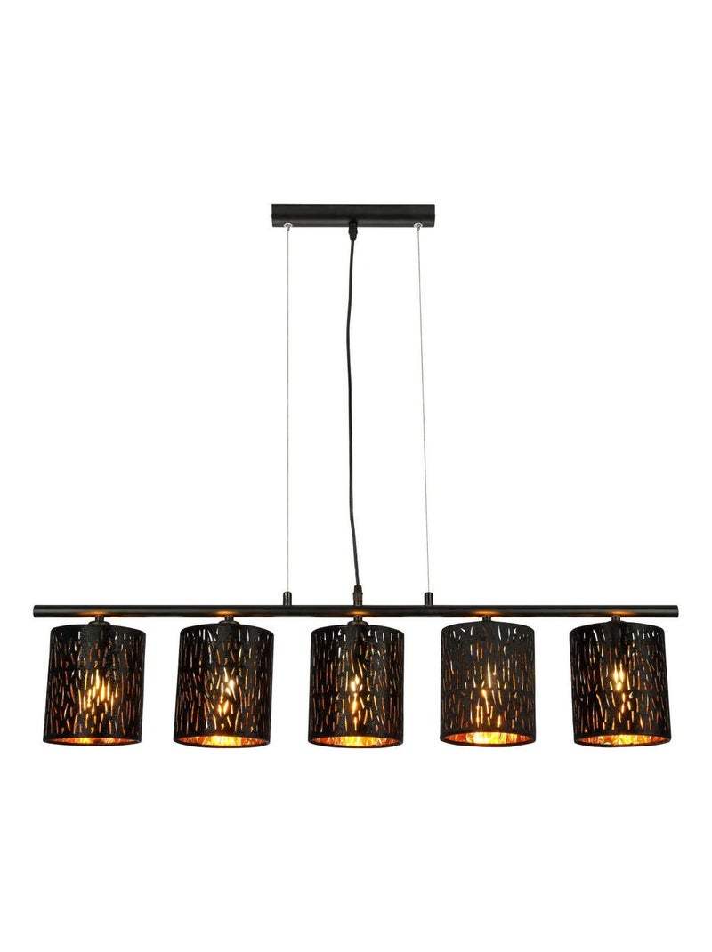 Suspension 5 lumières en velours ajouré TUXON Noir - Kiabi