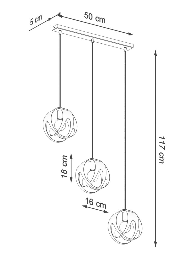 Suspension Acier Blanc E27 3 Tulos Line Blanc - Kiabi