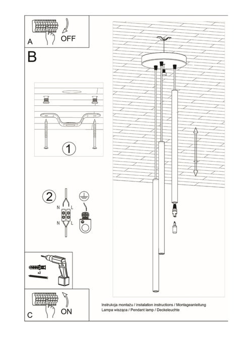 Suspension Acier Blanc G9 3 Pastelo - Kiabi