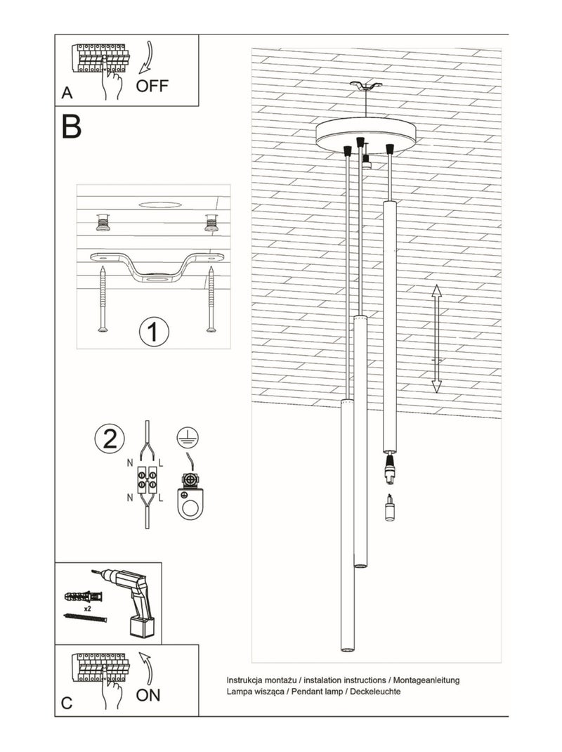 Suspension Acier Blanc G9 3 Pastelo Blanc - Kiabi