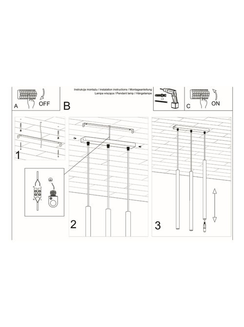 Suspension Acier Blanc G9 3 Pastelo Line - Kiabi