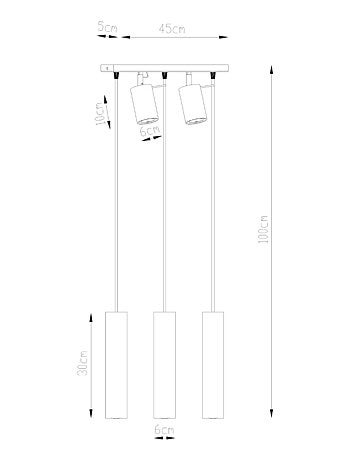 Suspension Acier Blanc GU10 5 Ring
