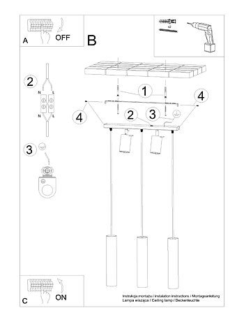 Suspension Acier Blanc GU10 5 Ring
