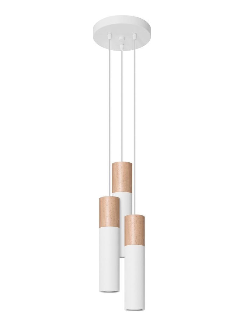 Suspension Acier Blanc/Bois Naturel GU10 3 Pablo Blanc - Kiabi