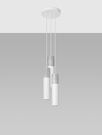 Suspension Acier Blanc/Gris GU10 3 Borigio