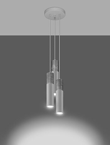 Suspension Acier Blanc/Gris GU10 3 Borigio