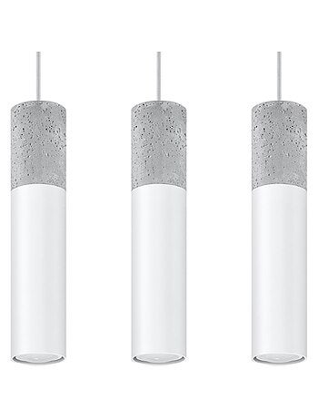 Suspension Acier Blanc/Gris GU10 3 Borigio Line