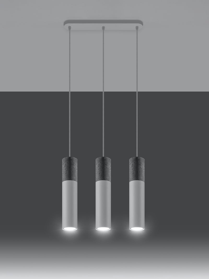 Suspension Acier Blanc/Gris GU10 3 Borigio Line Blanc - Kiabi