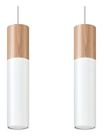Suspension Acier Bois Naturel/Blanc GU10 2 Pablo