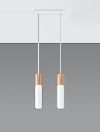 Suspension Acier Bois Naturel/Blanc GU10 2 Pablo