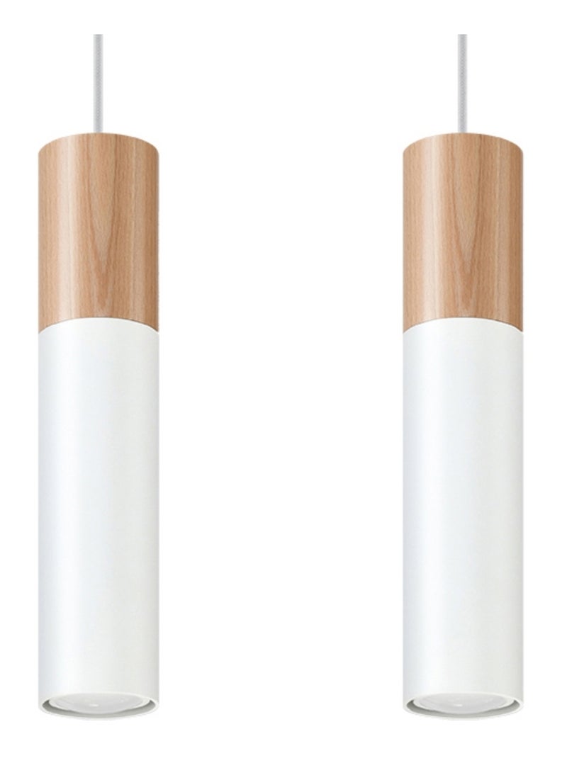 Suspension Acier Bois Naturel/Blanc GU10 2 Pablo Marron - Kiabi