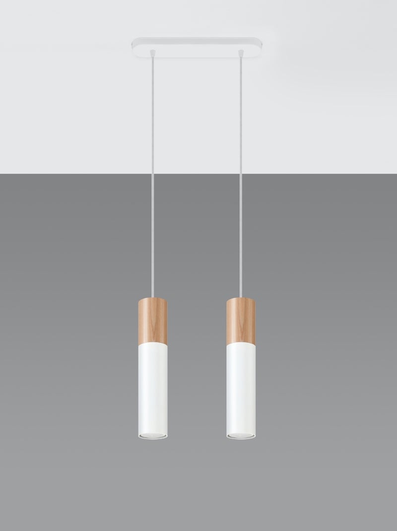 Suspension Acier Bois Naturel/Blanc GU10 2 Pablo Marron - Kiabi