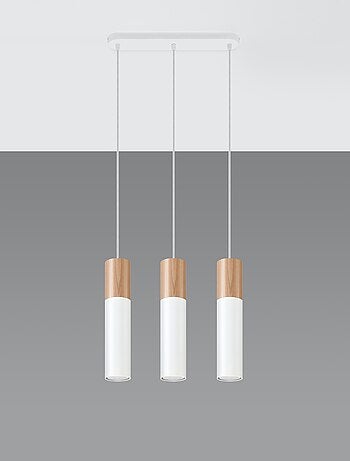 Suspension Acier Bois Naturel/Blanc GU10 3 Pablo