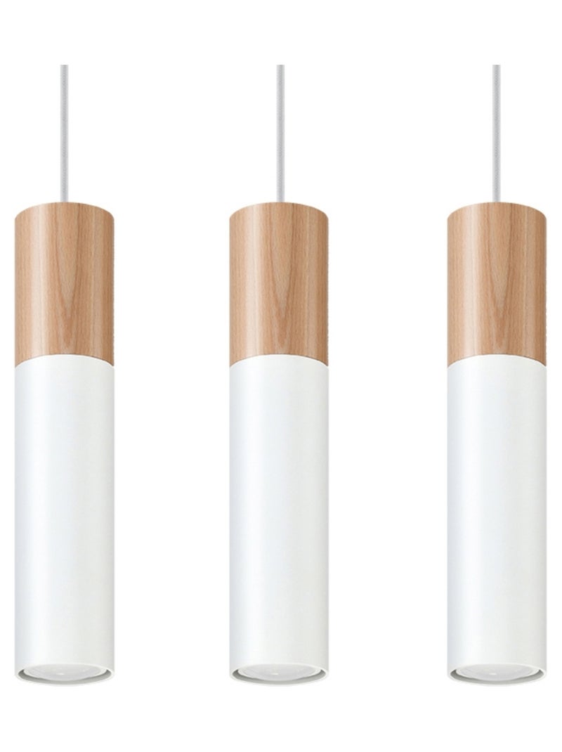 Suspension Acier Bois Naturel/Blanc GU10 3 Pablo Marron - Kiabi