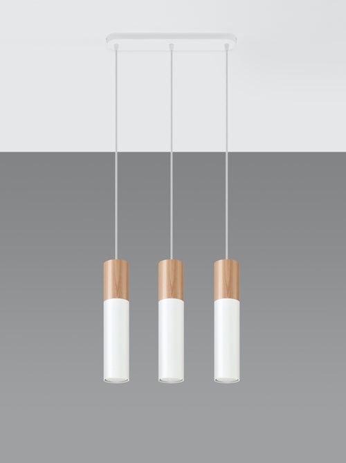 Suspension Acier Bois Naturel/Blanc GU10 3 Pablo - Kiabi