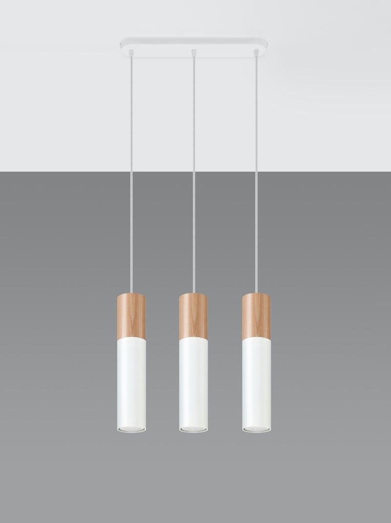 Suspension Acier Bois Naturel/Blanc GU10 3 Pablo Marron - Kiabi