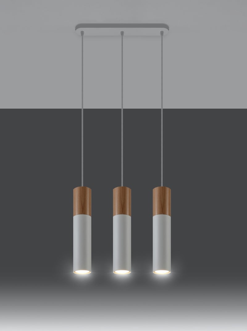 Suspension Acier Bois Naturel/Blanc GU10 3 Pablo Marron - Kiabi
