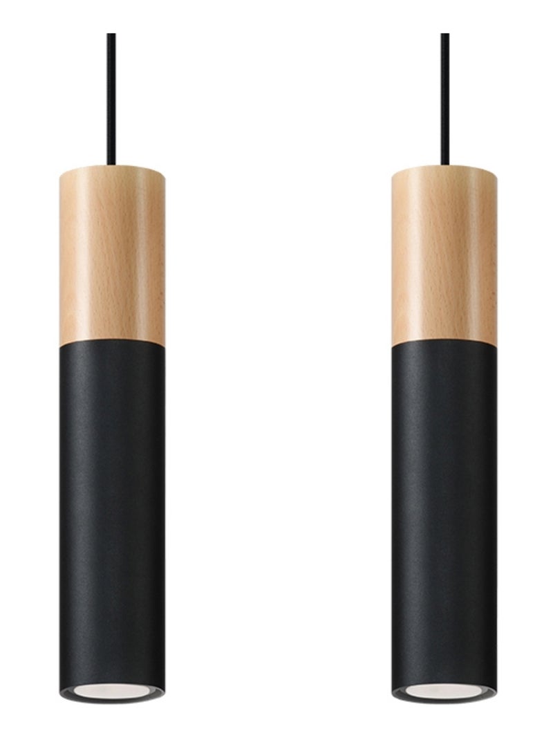 Suspension Acier Bois Naturel/Noir GU10 2 Pablo Marron - Kiabi