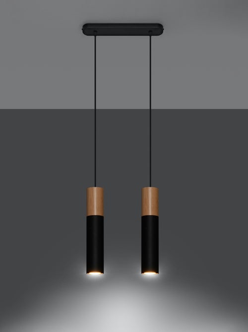Suspension Acier Bois Naturel/Noir GU10 2 Pablo - Kiabi