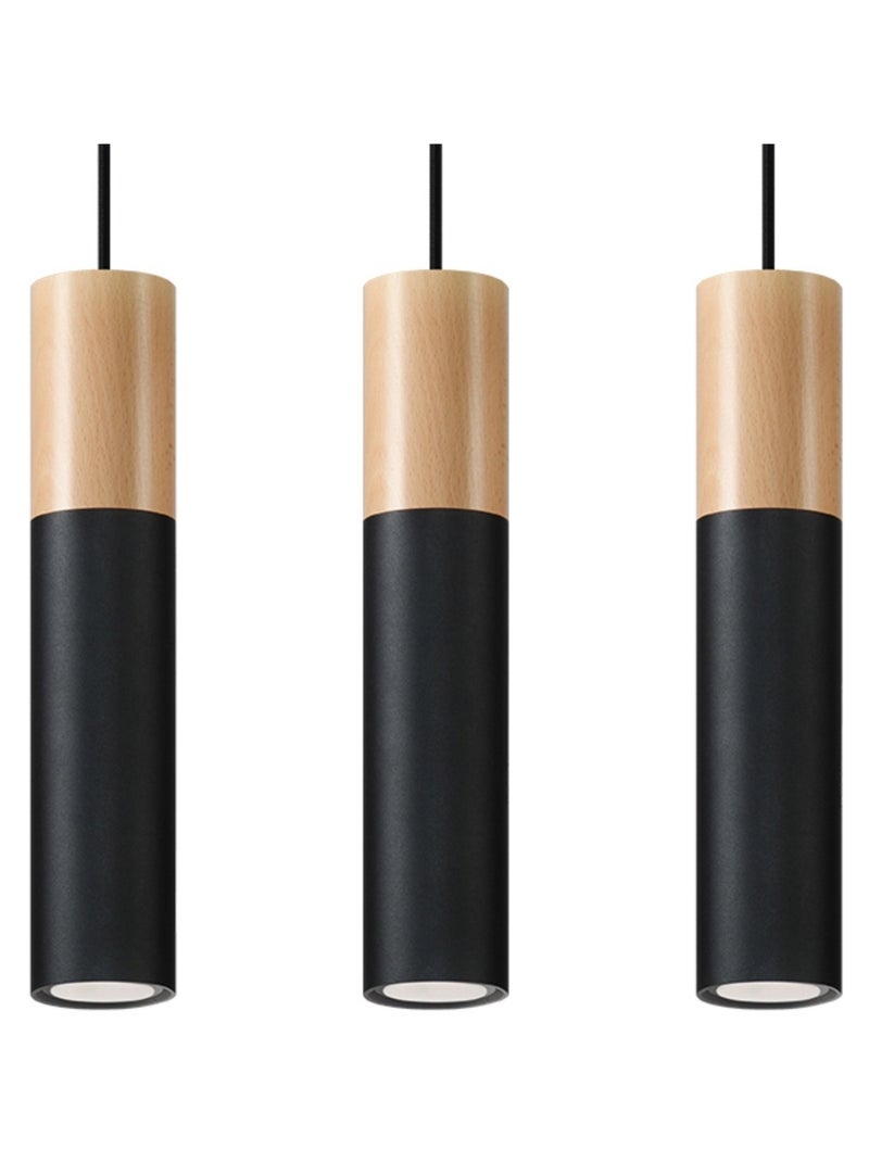 Suspension Acier Bois Naturel/Noir GU10 3 Pablo Marron - Kiabi
