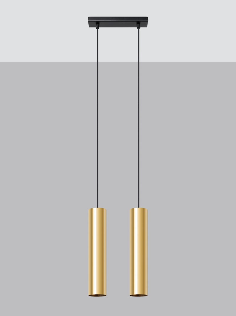 Suspension Acier Éclat Doré GU10 2 Lagos Jaune - Kiabi