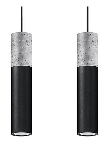 Suspension Acier Gris/Noir GU10 2 Borigio