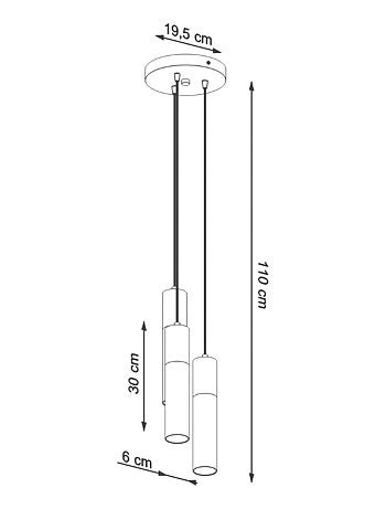 Suspension Acier Gris/Noir GU10 3 Borigio