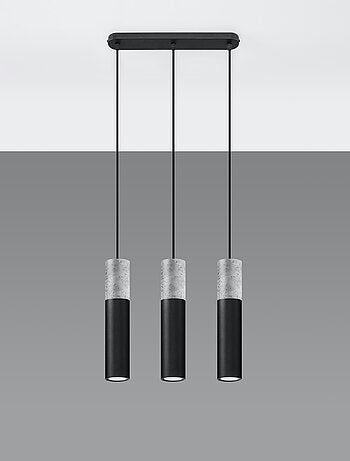 Suspension Acier Gris/Noir GU10 3 Borigio Line