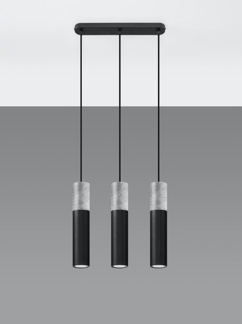 Suspension Acier Gris/Noir GU10 3 Borigio Line - Kiabi