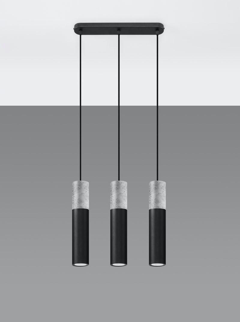 Suspension Acier Gris/Noir GU10 3 Borigio Line Gris - Kiabi