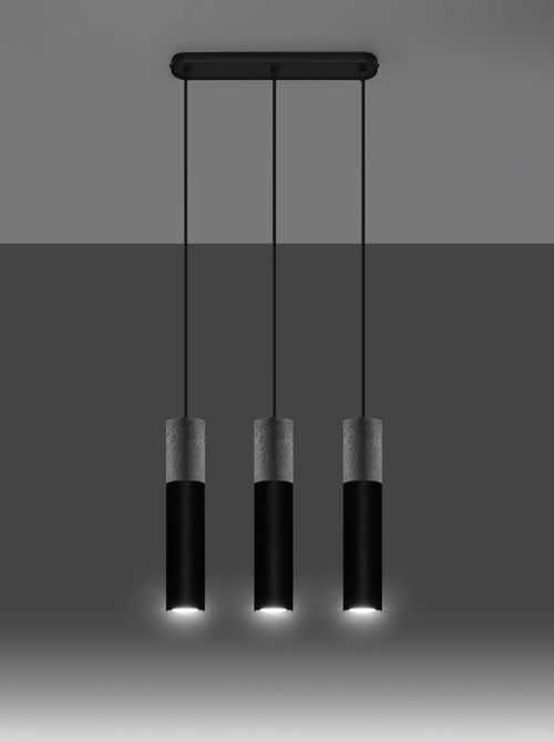 Suspension Acier Gris/Noir GU10 3 Borigio Line - Kiabi