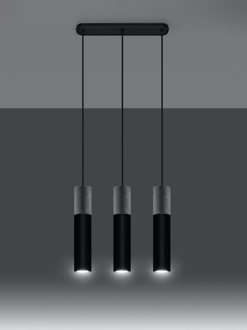 Suspension Acier Gris/Noir GU10 3 Borigio Line Gris - Kiabi