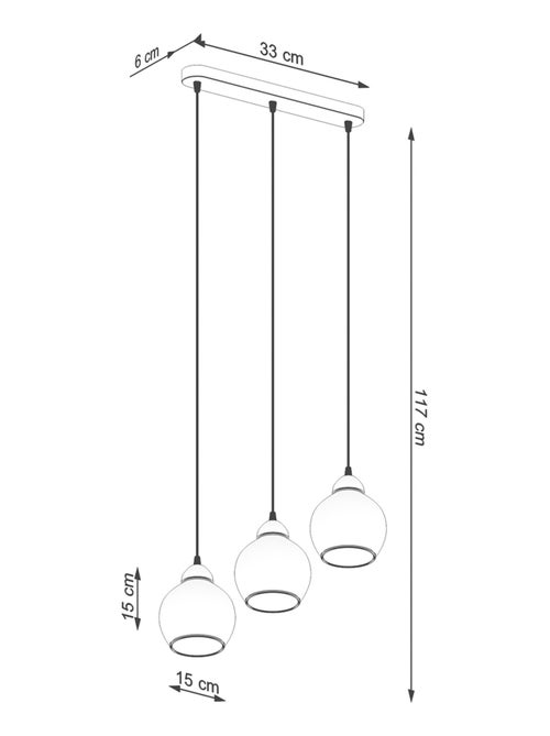 Suspension Acier Noir E27 3 Alino - Kiabi