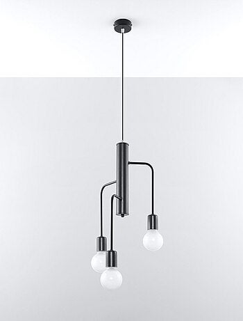 Suspension Acier Noir E27 3 Duomo