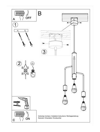 Suspension Acier Noir E27 3 Duomo