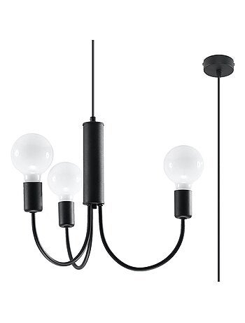 Suspension Acier Noir E27 3 Piccolo