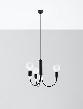 Suspension Acier Noir E27 3 Piccolo