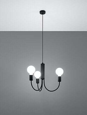 Suspension Acier Noir E27 3 Piccolo