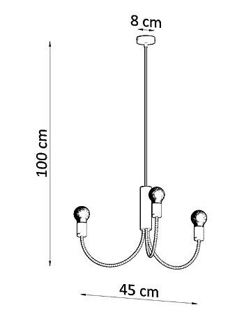 Suspension Acier Noir E27 3 Piccolo
