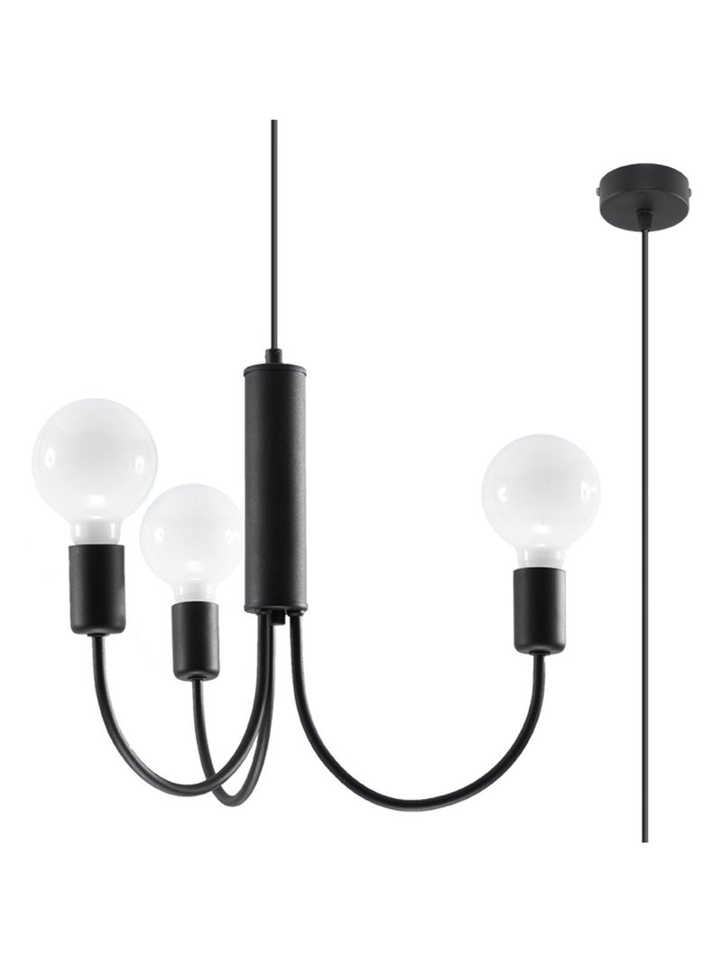 Suspension Acier Noir E27 3 Piccolo Noir - Kiabi