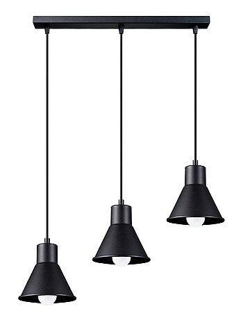 Suspension Acier Noir E27 3 Taleja