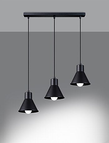 Suspension Acier Noir E27 3 Taleja