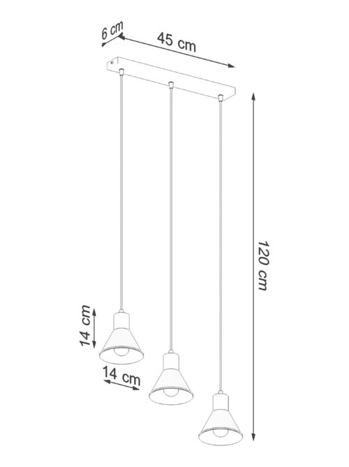 Suspension Acier Noir E27 3 Taleja - Kiabi