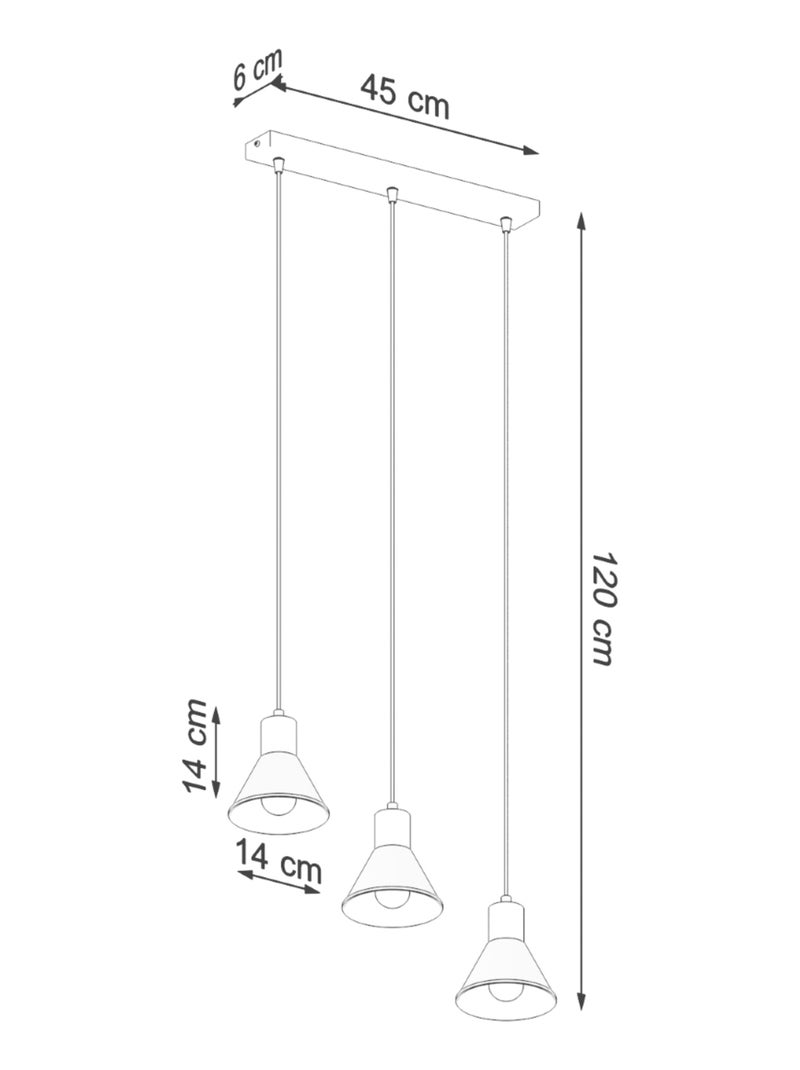 Suspension Acier Noir E27 3 Taleja Noir - Kiabi