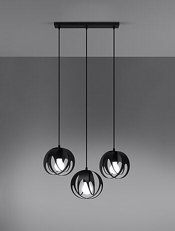 Suspension Acier Noir E27 3 Tulos Line