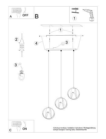 Suspension Acier Noir E27 3 Tulos Line